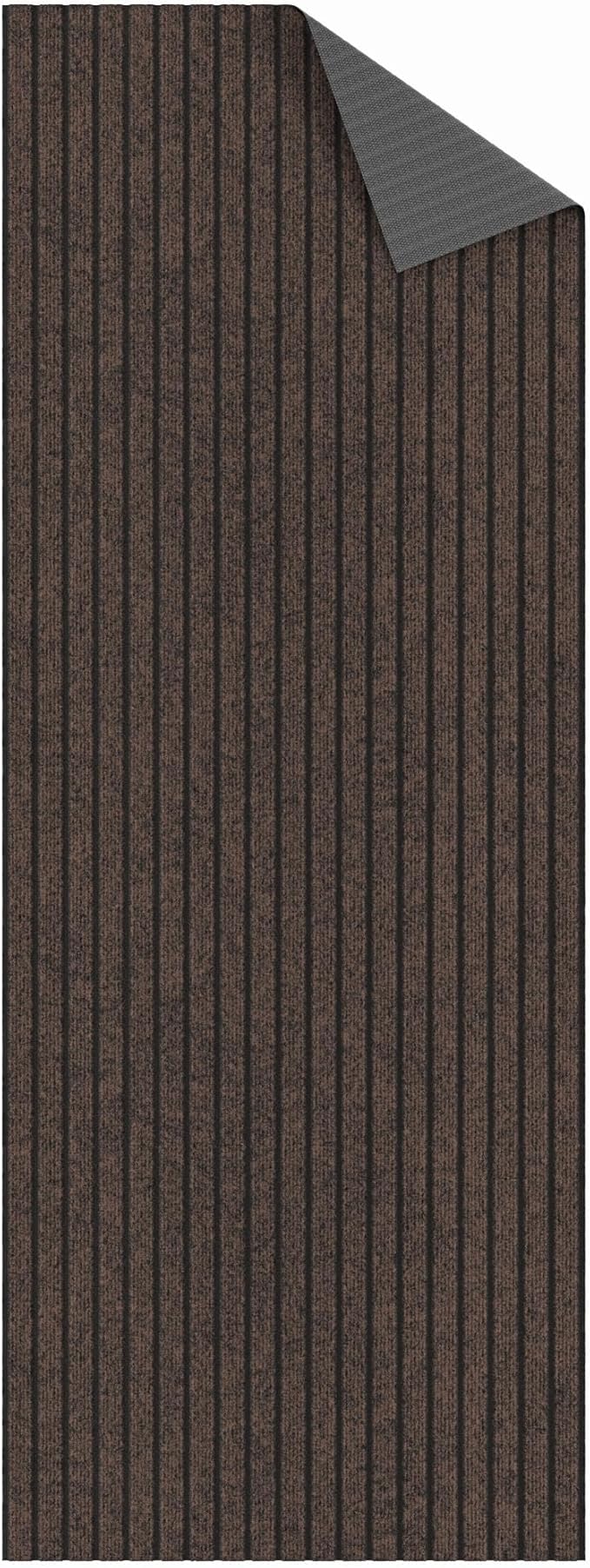 Ottomanson Mud Mat 2' x 4' Entryway Rug - Non-Slip Scraper Doormat for Muddy Paws, Dirt Trapping Indoor/Outdoor Mat for High-Traffic Areas, Kitchen, Garage, Patio, Brown