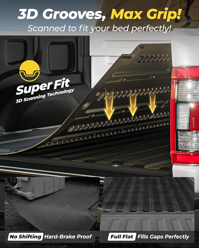 3W Trunk Bed Mat Fit for Silverado EV/GMC Sierra EV/Sierra EV Denali 2024 2025 All Weather TPE Custom Fit Bed Liner for Silverado EV/GMC Sierra EV/Sierra EV Denali