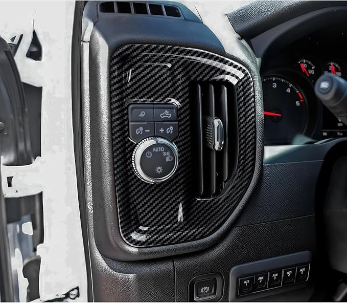 Car ABS Carbon Fiber Dashboard Side Air Vent AC Outlet Interior Trim Decal Cover for 2019-2025 Chevy Silverado | for 2019-2021 GMC Sierra 1500 2500 3500 HD Accessories (Style A)