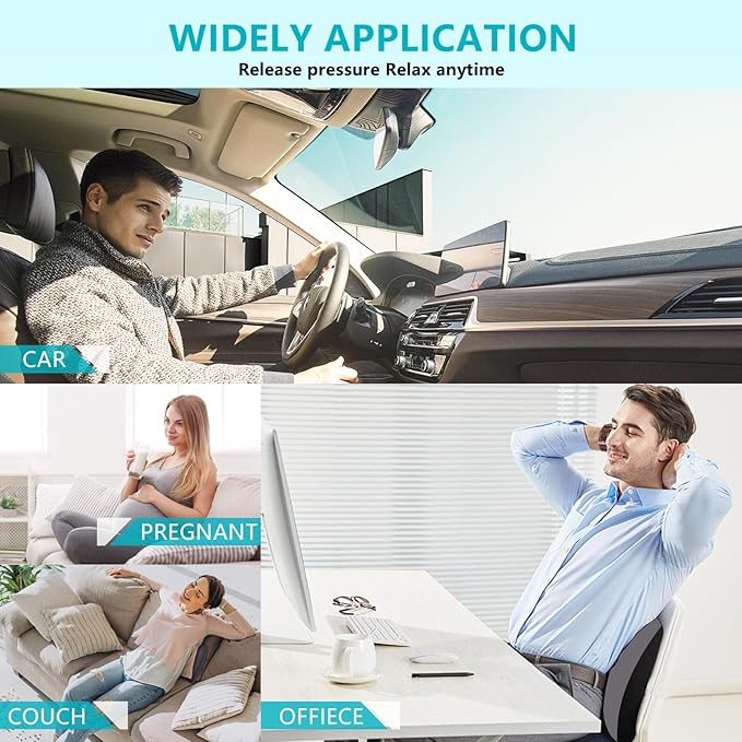 FLORICH Lumbar Support with Car headrest Back Pillow for Chair Headrest Pillow with Gel Memory Foam Massage Point Memory Foam Back Pillow for Office Chair(Light Grey)