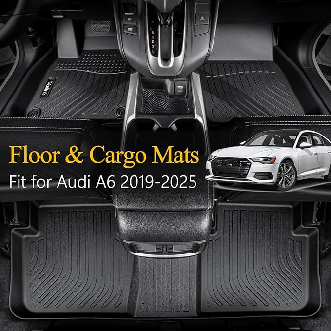 Wailtnb-All Weather Floor Mats & Cargo Liner for Audi A6 2019-2025 (Not for A6 Allroad Models) Custom Fit Waterproof Durable Easy to Clean fit for Audi A6 2019-2025 Accessories Black