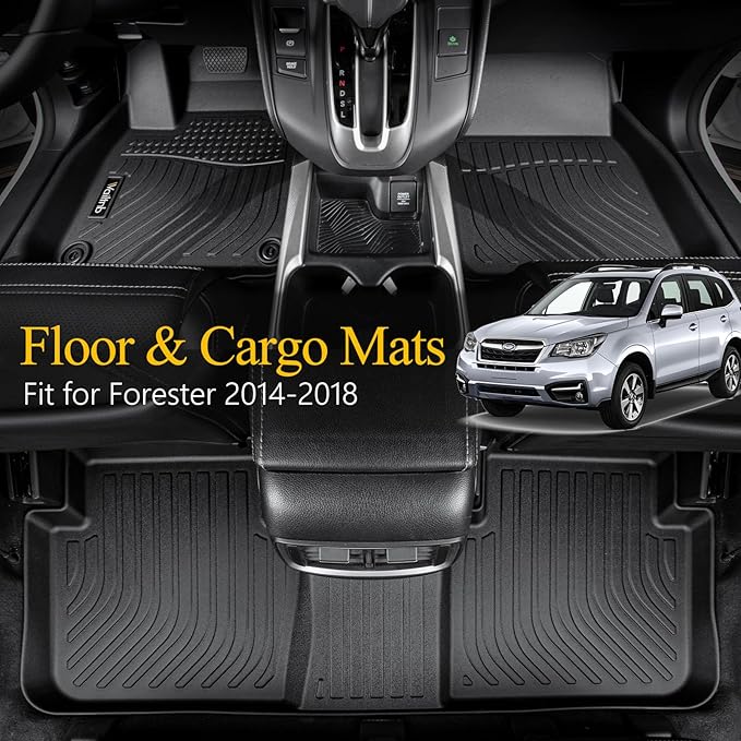 Wailtnb-All Weather Floor Mats & Cargo Liner for Subaru Forester 2014-2018 Custom Fit Subaru Forester Waterproof Durable Easy to Clean fit for 2014-2018 Accessories for Forester Black