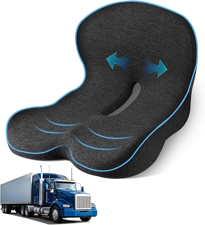 Trucker seat Cushions for Long Sitting, semi Truck seat Cushion with Lumbar Support, Truck seat Cushion for Back Pain and Supporting The HIPS, Trucker Essentials
