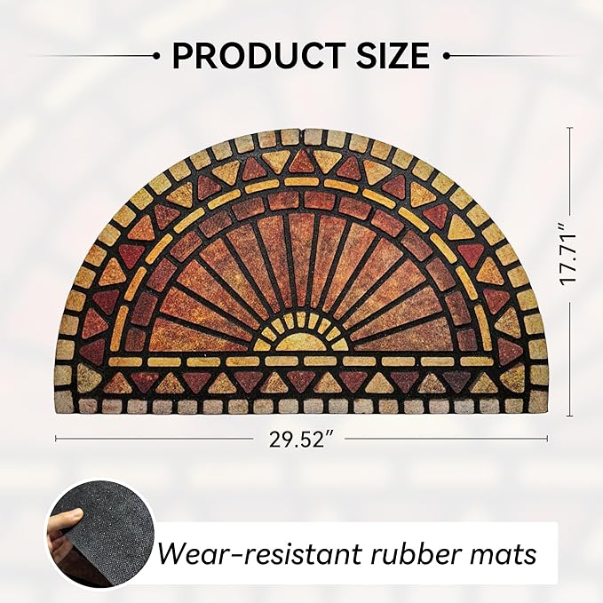 Outdoor Rubber Mat 17.71"x29.52" Heavy Duty, Waterproof Doormat for Outside Entrance, Non-Slip Backing, Easy Clean Patio Carpet for Garage, Porch, Deck, Kitchen (Orange)