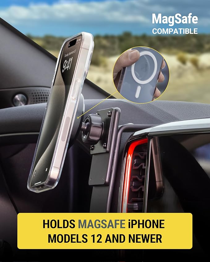 Scosche Heavy Duty MagSafe Mount/Tablet Holder for Car, Magnetic Cell Phone Stand with Extra Strong Magnets and AMPS Mounting Plate for ProClip Vehicle Specific Mount Bases (Base Required)