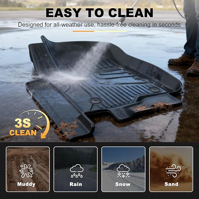 AOMSAZTO Floor Mats for 2019-2026 Chevy Silverado 1500 / GMC Sierra 1500, 2020-2026 Chevy Silverado/GMC Sierra 2500HD / 3500HD Crew Cab with Rear Underseat Storage Box - 1st & 2nd Row Car Liner