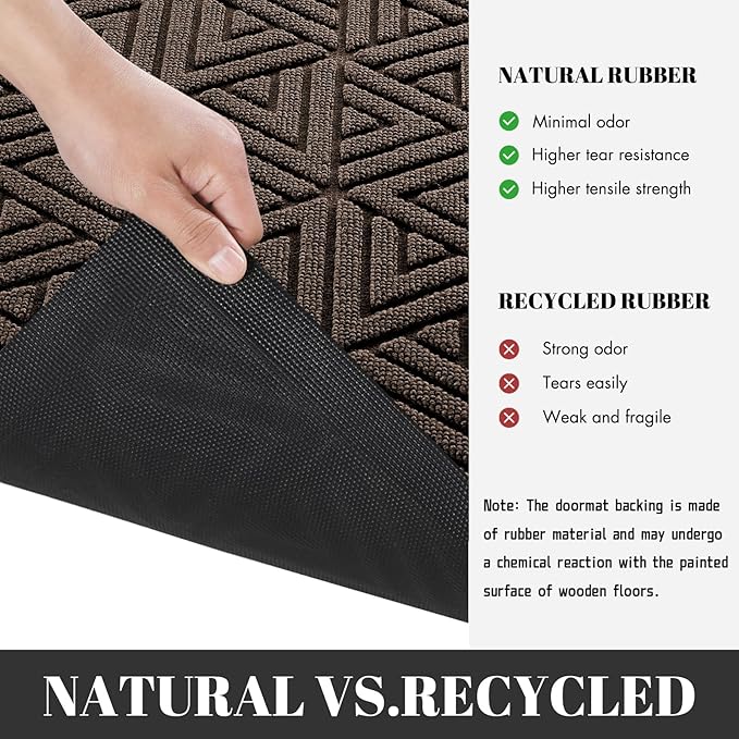 Yimobra Large Door Mat 36x24, All-Weather Waterproof Non-Slip Welcome Matt Outdoor, Heavy Duty Non Slip Doormat for Entryway for Patio and Garage Indoor, Easy Clean, Brown