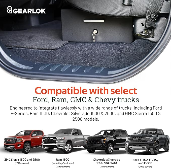 GearLok UnderSeat Truck Locker – Secure Under Seat Storage for GMC Trucks – Lockable Truck Organizers and Storage for Tools, Ammo and Equipment