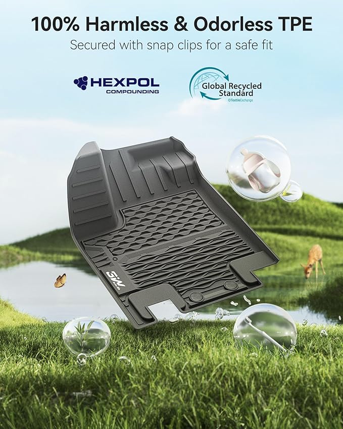 3W Floor Mats for Nissan Pathfinder 2022 2023 2024 2025 (Only fit 8 Passenger Models), 3 Rows,TPE All Weather Protection Car Floor Liners Accessory,Black