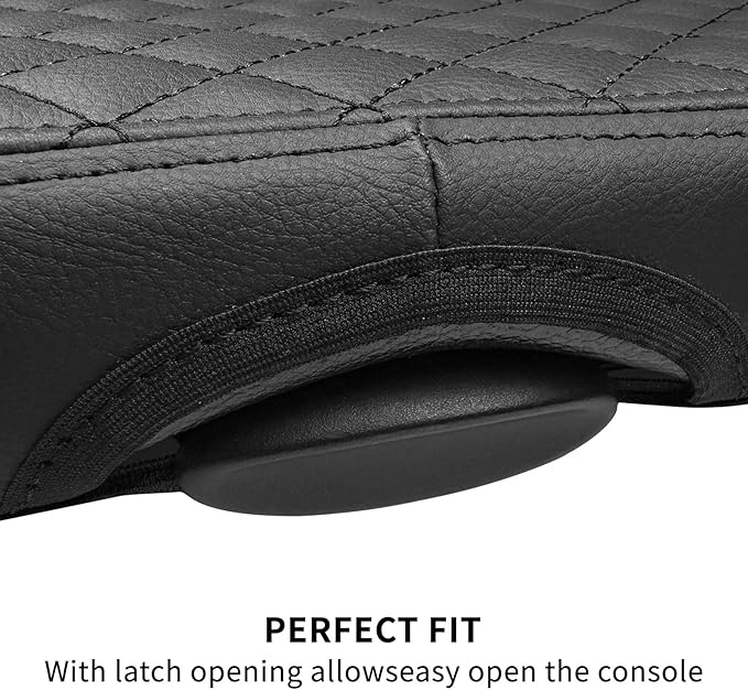 Xaido Center Console Cover Compatible with 2002-2008 2009 2010 2011 2012 Dodge Ram Accessories, Jump Seat Console Armrest Leather Protective Cover, Black