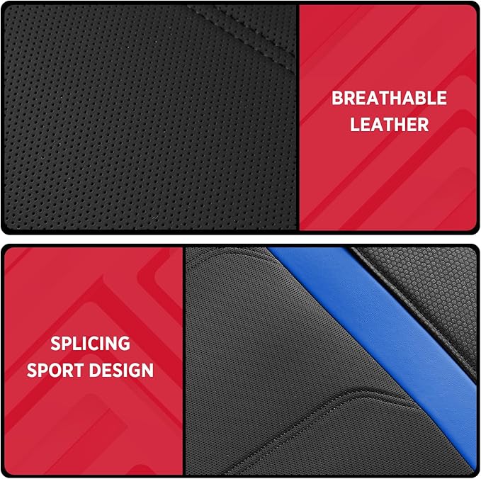 Rubbermaid Leather Car Seat Cover – Universal Front Seat Cover, Airbag Compatible, Easy to Install, Water-Resistant and Durable Automotive Seat Cover for Cars, Trucks, SUVs, Vans – Blue