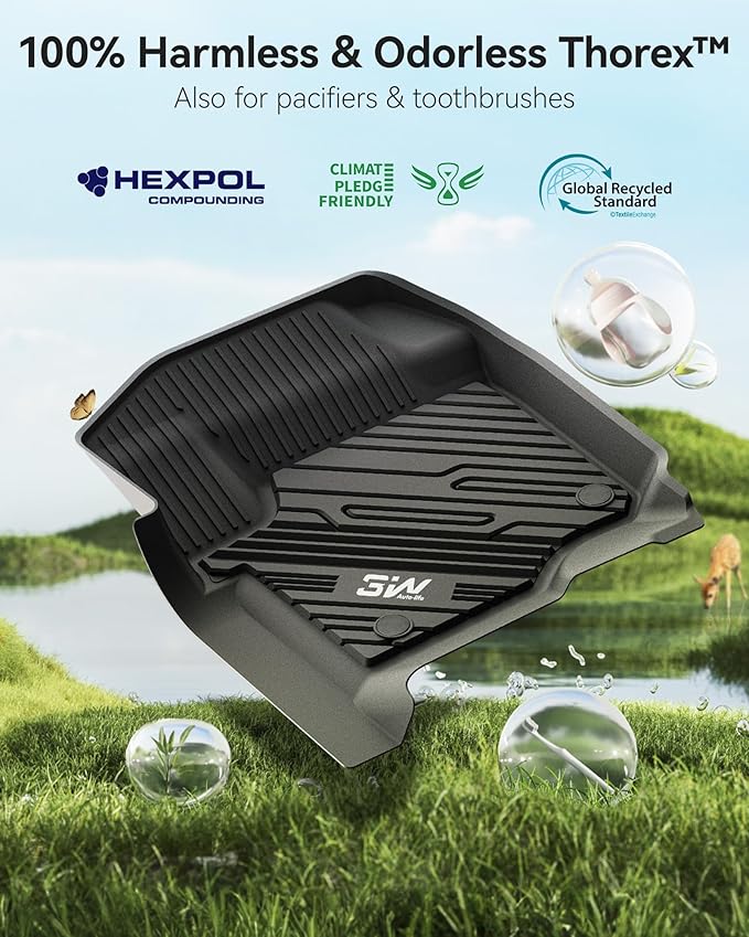 3W Floor Mats Fit for Ford F250 F350 F450 F550 2017-2025 2026 Super Duty Crew Cab Bucket Seat with Under Seat Storage, All Weather TPE Custom Fit F 250 Floor Liner(Not for Vinyl Floor), Upgraded