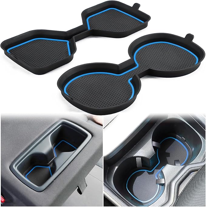 Auovo 3D Cup Holder Inserts for Toyota RAV4 Accessories 2025 2024 2023 2022 2021 2020 2019 Silicone Center Console Cup Holder Coaster Liner Mat Pad Interior Trims (Blue, 2pcs kit)