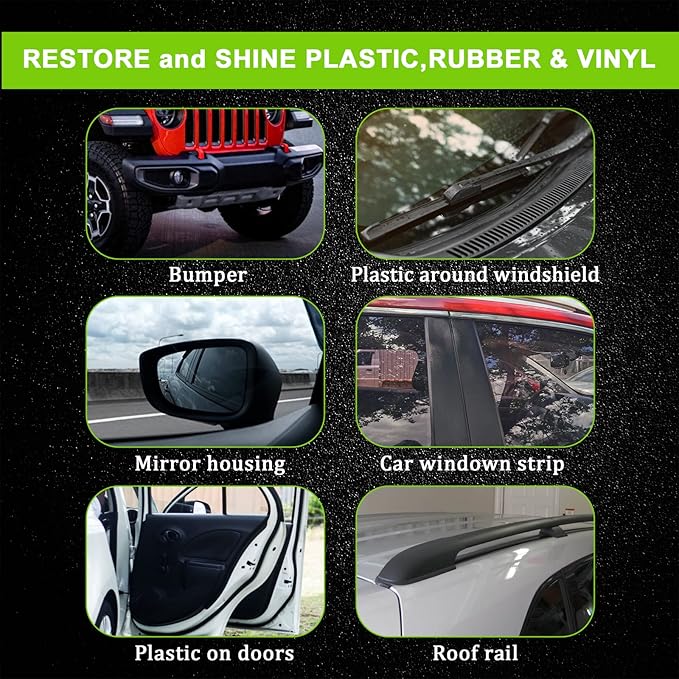 FOLLOWIN Plastic Restorer for Cars, Plastic Coating Exterior Black Trim Restorer, Ceramic Coating, Resists Water, Dirt, Not Dressing, Highly Concentrated, 60ml