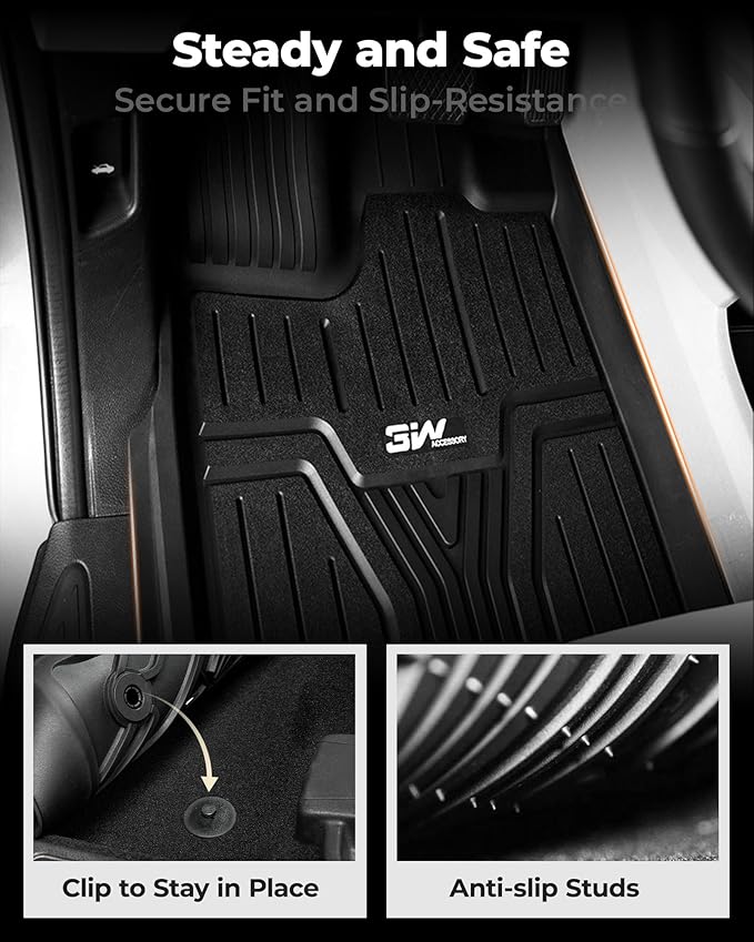 3W Floor Mats Fit for Honda Odyssey 2018-2026,TPE All Weather Custom Fit Floor Liner 1st, 2nd 3rd Row Car Mats,Black