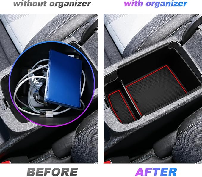 SXCY Fit for 2024 2025 Chevy Trax Center Console Organizer Tray 2024 2025 Chevy Trax Accessories(LS LT 1RS 2RS ACTIV) Armrest Storage Box Console Tray for 2024 2025 Trax Console Organizer Red Mats