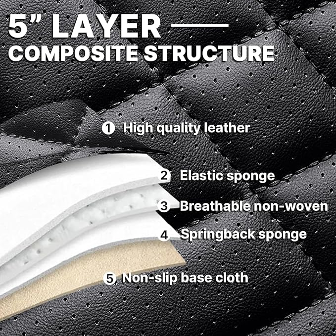 Universal Leather Seat Covers for Cars - Auto Seat Protector with Headrest, Wear-Resistant Car Seat Cushion (Black & Red, 2 Seats)