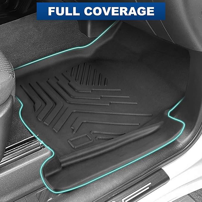 Weize Floor Mats Cargo Liner for Chevrolet Silverado 1500/GMC Sierra 1500 2019-2024 2025, Chevy Silverado/GMC Sierra 2500HD/3500HD Crew Cab 2020-2024 2025 (Rear Row with Carpeted Under-seat Storage)
