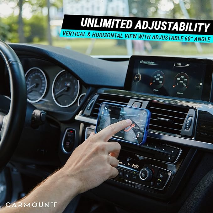 CARMOUNT F1 Dashboard Car Mount | Magnetic Phone Holder for Car, Ultra Strong 8X N52 Magnets, 360° Rotation, Universal Dash Mount for All Phones (2-Pack) | Car Mount Magnet