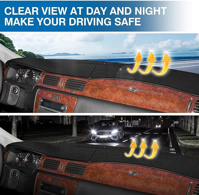 KUST Car Dash Cover for Chevy Chevrolet Impala 2006-2013/Impala Limited 2014-2016 Non-Slip Dashboard Cover Interior Accessories for Impala Custom Fit Dash Mat Sunshade No Glare Black