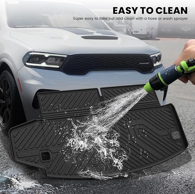 LASFIT Trunk Mat for Dodge Durango 2011-2026, Fit 2nd Row Bench Seating(7seats) & 2nd Row Bucket Seating 6seats, Not for 5 Seats, All Weather TPE Custom Fit Car Mat Cargo Liner, Black