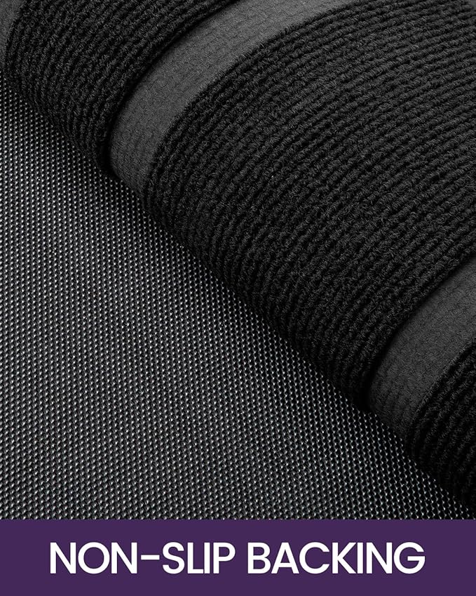 DEXI Front Door Mat Outside Entrance, Heavy Duty Rubber Backed Doormat, Stain and Fade Resistant, Low-Profile Easy Clean Entryway Floor Mats, 17x29, Rectangles Black