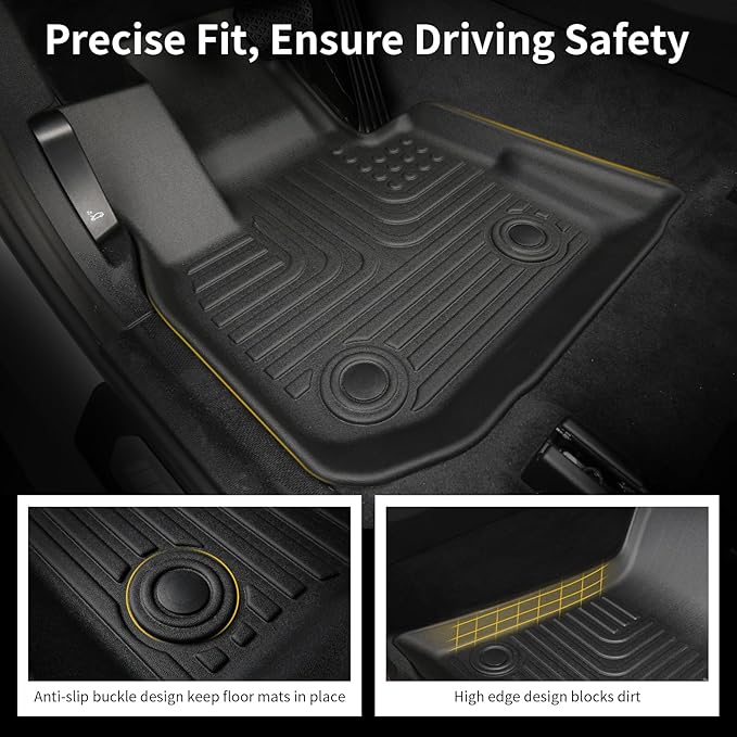 Floor Mats & Cargo Liner for Volkswagen Tiguan 2018-2024 All Weather Automotive TPE Liners Set Anti-Slip Waterproof Floor Liners Accessories (Car Mats+Trunk Mat) Black