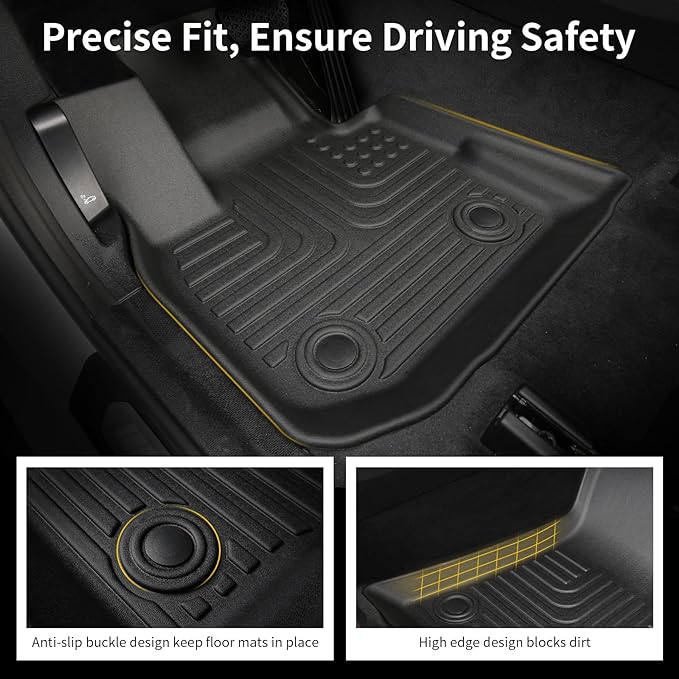 Floor Mats & Cargo Liner for Mazda 3 FWD 2019-2025 (Hatchback Only) All Weather Automotive TPE Liners Set Anti-Slip Waterproof Floor Liners Accessories (Car Mats+Trunk Mat) Black