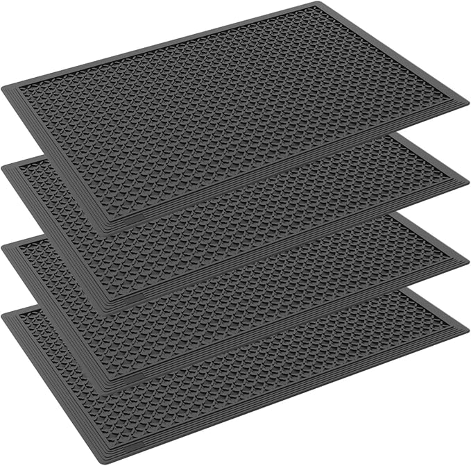 Rubber Scraper Mat for Shoes - Heavy Duty Non-Slip Entryway Mat, Mud Trapping with Deep Grooves, Waterproof Anti-Fatigue for Indoor/Outdoor, Garage Home Dust Control (4 Pack - 36" x 24")