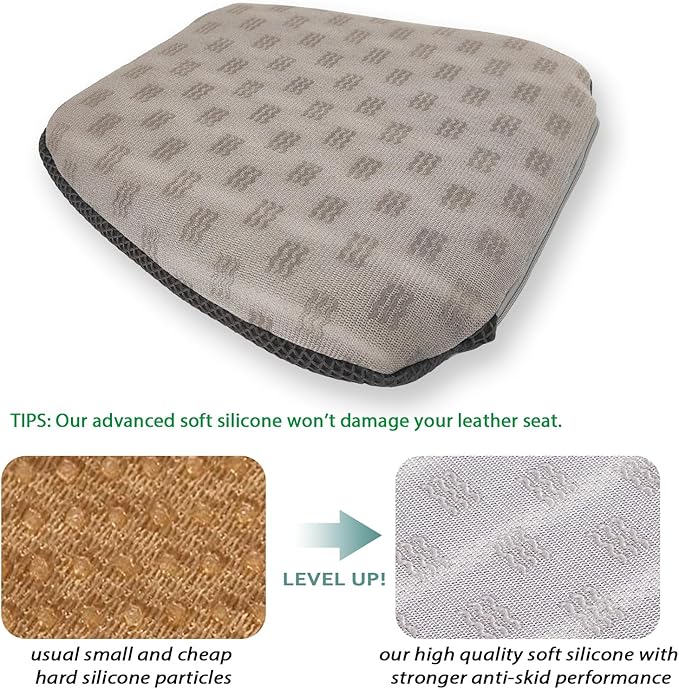 AEROiVi 17.7" L × 16.9" W × 3" H,Car Booster Seat Cushion Raise The Height for Short People Driving, Breathable 3D Air Mesh, 3 Inch Booster Seat, Non-Slip Bottom, Car Seat Pad with Truck,Cars,SUVs