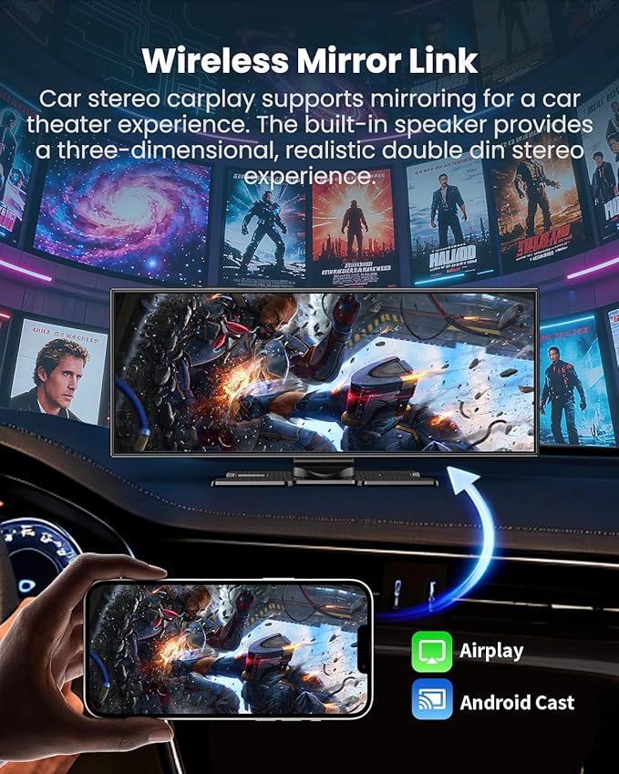 11.5" Wireless Carplay Screen for Car, Portable Apple Carplay & Android Auto Touch Screen, 4K Dash Cam/App Control/Backup Camera/Mirror Link/Voice Control/GPS/Bluetooth,for All Vehicles