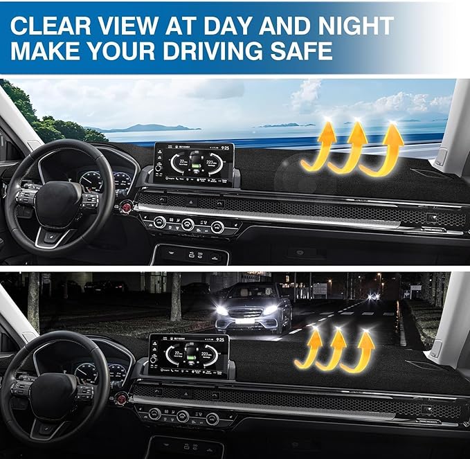 KUST Car Dash Cover for Honda CR-V CRV 2023-2025 2026(with HUD) Polyester Dashboard Cover Non-Slip Interior Accessories for Honda CRV CR-V Custom Fit Dash Mat Sunshade No Glare Black