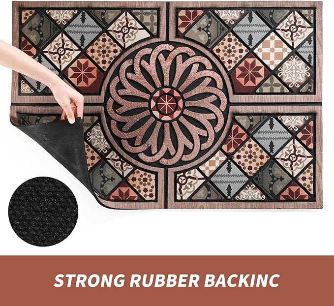 Durable Heavy Duty Front Door Mat - 24"x36" Large Outdoor Welcome Mat Non-Slip Rubber Entrance Door Mat Apply to Home High Traffic Area,Porch, Patio, Farmhouse，Entryway Floor Mats