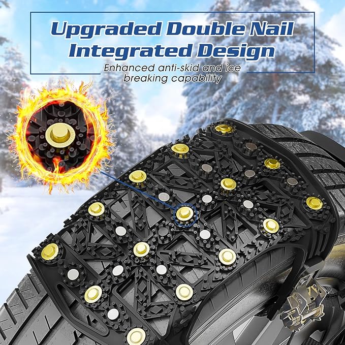 LILYPELLE Upgraded Snow Chains 16 Pack, Tire Chains for Cars/SUVs/Pickup Trucks, Emergency Anti Slip Tire Traction Chains for Tire Width 165-275mm