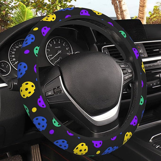 Rainbow Balls Steering Wheel Covers Universal 15 Inch Car Wheel Cover,Anti-Slip Breathable Car Accessories Protector Fit for Trucks,Sedans,SUVs,Vans
