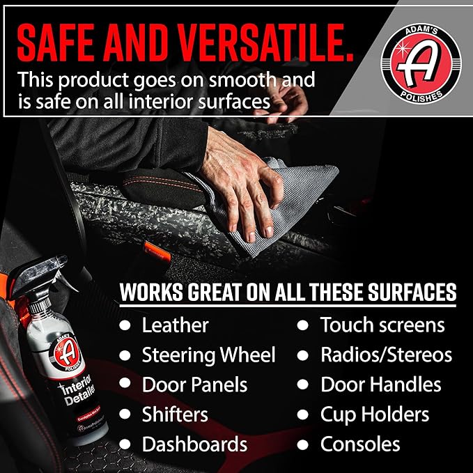 Adam's Polishes Interior Detailer (16oz) - Total Car Interior Cleaner, Protectant & Dressing | All Purpose Cleaner & Leather Conditioner | Vinyl, Dashboard, Screen, Seat Cleaner & More