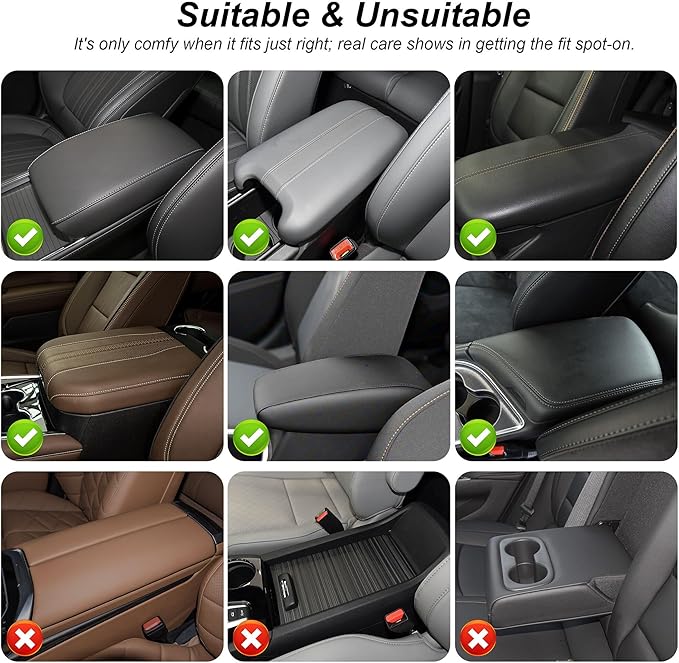 Bling Center Console Cover Fit for Nissan Sentra 2020-2025: with Quilting Pattern Crystal Rhinestone Automotive Armrest Cushion-Stylish Diamond Arm Rest Protection Mat(Black)