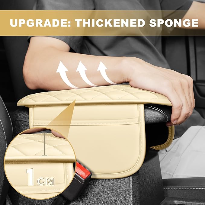 Car Armrest Cover Fit for Acura TSX Leather Center Console Cover Cushion with 2 Storage Bags(Gray)