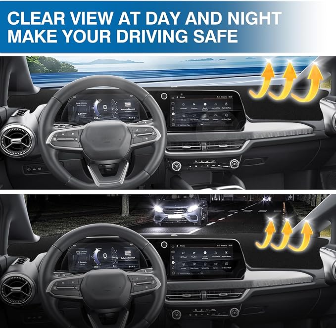 KUST Car Dash Cover for Chevy Equinox EV 2025-2026 (with HUD) Polyester Dashboard Cover Left Hand Drving Dash Carpet Non-Slip Dash Protector Interior Accessories for Equinox Custom Fit Dash Mat Black