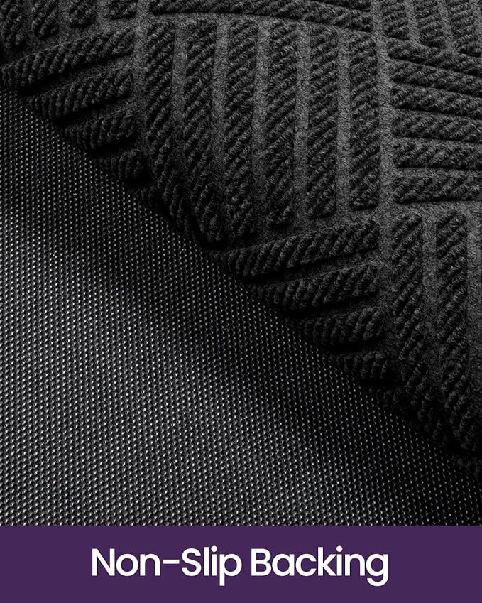 DEXI Front Door Mat Outside Entrance, 4x6 ft Rubber Entry Doormat Heavy Duty, Welcome Mats Non Slip for Inside House Floor Entryway Back Doors Exterior Patio, Diamond Black