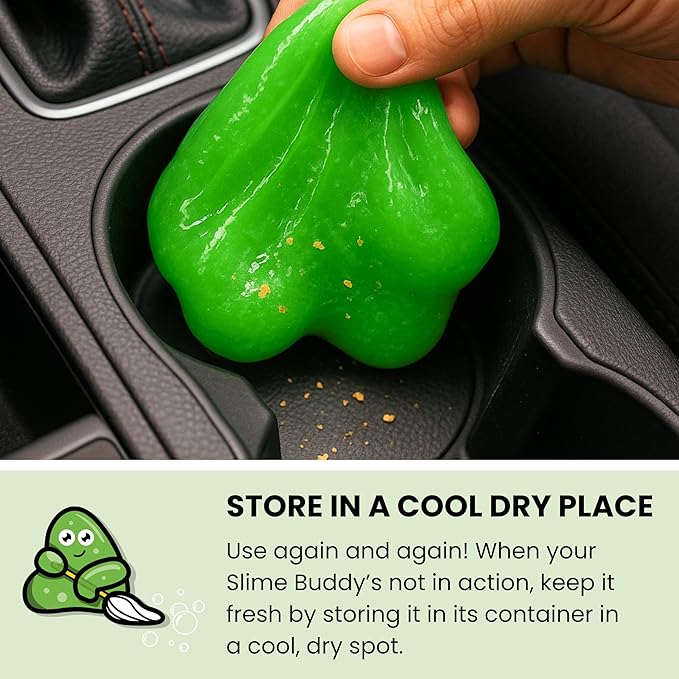 Slime Buddies Car Cleaning Gel Putty - 3 Pack Apple Scented Interior Detailing Tool for Cup Holder, Air Vent & Keyboard - Reusable Auto Detailing Accessories - Dust Remover Goop - Gifts for Men Women