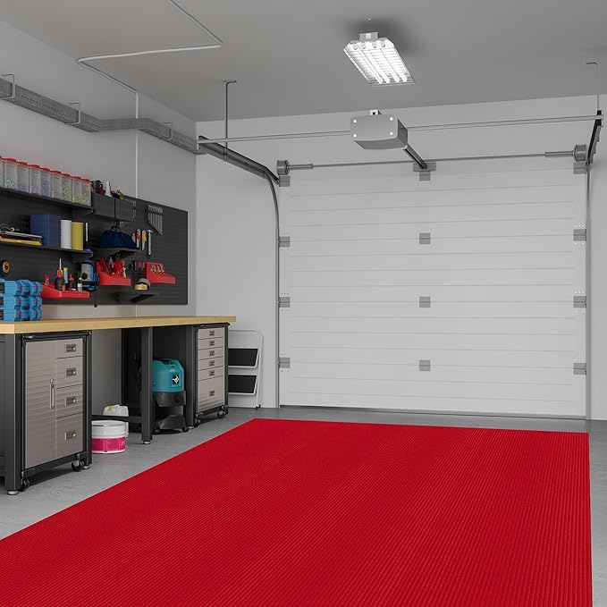 Ottomanson 6'6" x 10' Mud Mat Area Rug Scraper Carpet - Non-Slip, Dirt Trapping for Indoor & Outdoor Use - Ideal for Entryway, Garage, Kitchen, Patio & High-Traffic Areas, Red