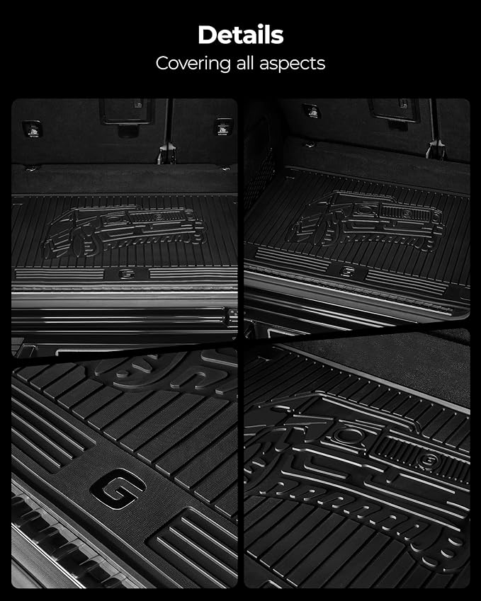 3W Cargo Liner Fit for 2019-2024 2025 Mercedes-Benz G Class G500/G550/G580/AMG G63 SUV TPE All Weather Custom Fit Trunk Mat, Black