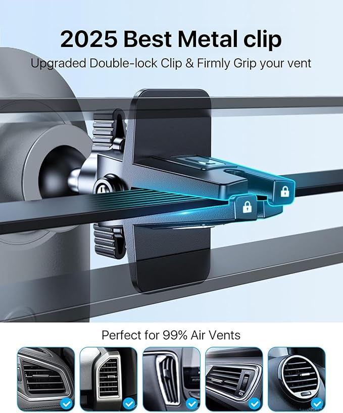 andobil Upgraded for Magsafe Car Mount Pro [Strongest Magnet, Big Phone Friendly] 360° Rotation Magnetic Phone Holder for Car Vent for iPhone 17 Pro Max 16/15/14/13/12 Samsung S25/S24 (Carbon Fiber)