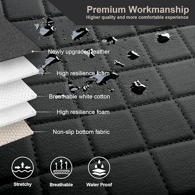 GIANT PANDA Rear Bench Seat Cover for Toyota RAV4, Corolla (Gas 2013–2025, Not Hybrid), Camry, Prius (2010–2025), Faux Leather 60/40 Split Back Seat Protector, Stylish Full Coverage – Black