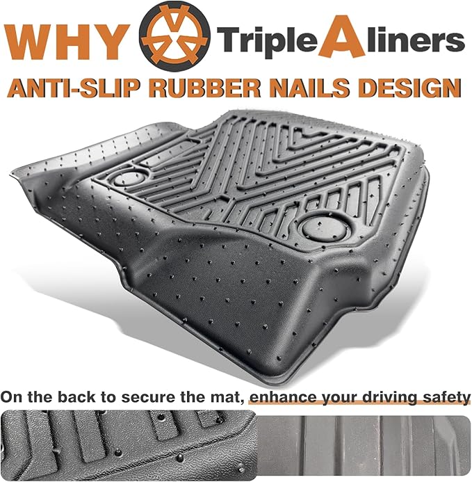 TripleAliners Floor Mats Compatible with Ford 2017-2025 F250/F350/F450 Floor Mats Super Duty Accessories Crew Cab 1st & 2nd Row Floor Liners TPE All Weather Protection Heavy Duty Custom Fit