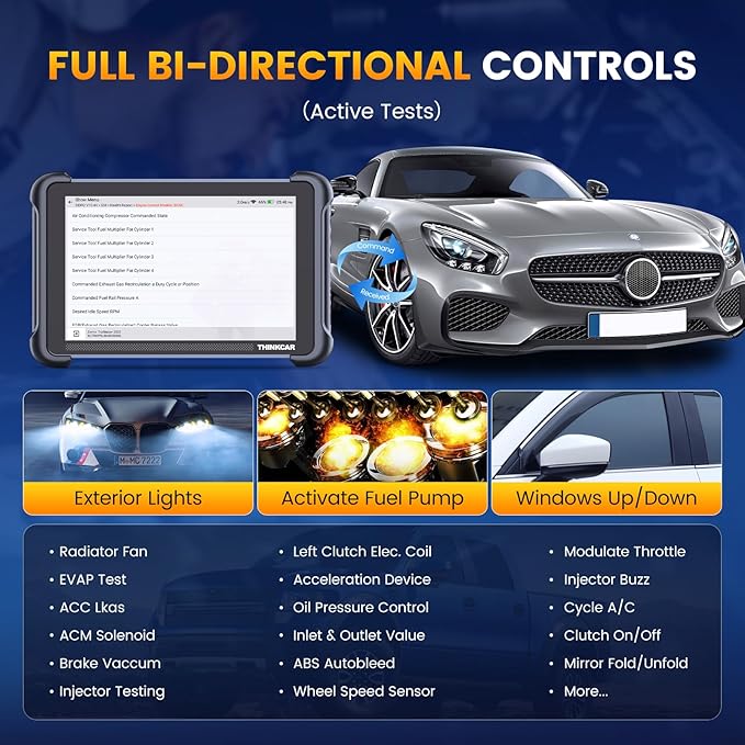 THINKCAR Bidirectional Scan Tool, THINKSCAN 689BT All System Automotive Diagnostic Tool, Bi Directional OBD2 Scanner with ECU Coding, 34 Services, FCA Autoauth, CANFD and DoIP, Wireless Update