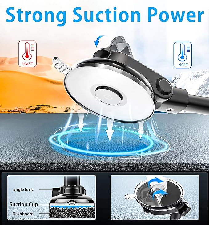 Dashboard Windshield Car Tablet Mount [13 inch Flexible Gooseneck Arm] Super Suction Tablet Holder for Car Compatible with 4-12.9" Devices, iPad Pro Air Mini, Galaxy Tabs, Lenovo, iPhone etc