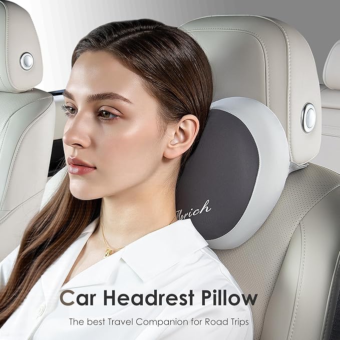 FLORICH Lumbar Support with Car headrest Back Pillow for Chairs Headrest Pillow for Car Ergonomic Ultrathick Memory Foam Back Pillow for Office Chair (Beige Grey)