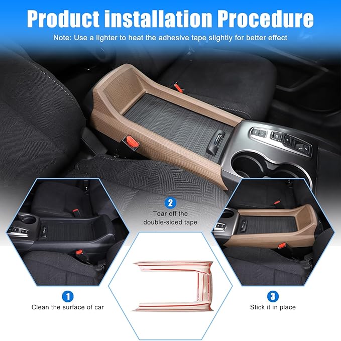 Armrest Box Frame Trim for Honda Pilot 2016-2022/ Ridgeline 2020-2023/ Passport 2019-2023 Accessories, ABS Center Console Armrest Box Frame Protective Cover (Pear Wood Grain)